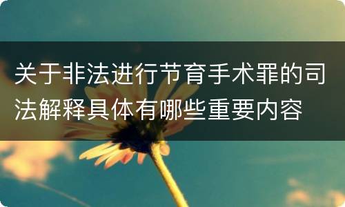 关于非法进行节育手术罪的司法解释具体有哪些重要内容