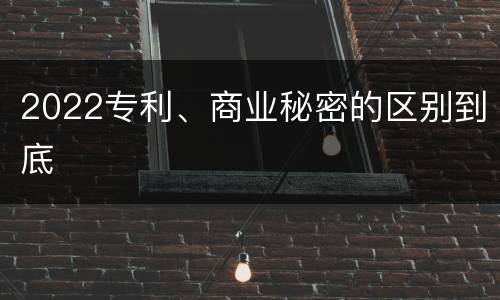 2022专利、商业秘密的区别到底