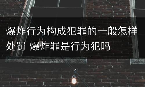 爆炸行为构成犯罪的一般怎样处罚 爆炸罪是行为犯吗