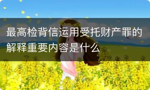 最高检背信运用受托财产罪的解释重要内容是什么