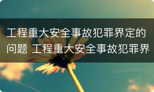 工程重大安全事故犯罪界定的问题 工程重大安全事故犯罪界定的问题包括
