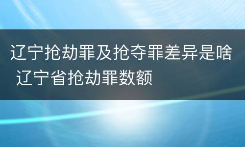 辽宁抢劫罪及抢夺罪差异是啥 辽宁省抢劫罪数额