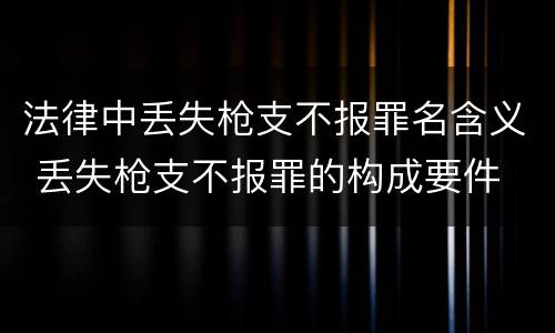 法律中丢失枪支不报罪名含义 丢失枪支不报罪的构成要件