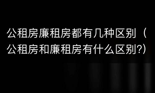 公租房廉租房都有几种区别（公租房和廉租房有什么区别?）