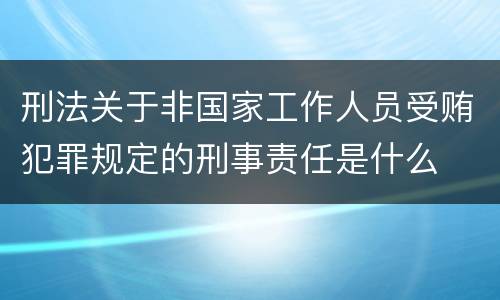 刑法关于非国家工作人员受贿犯罪规定的刑事责任是什么