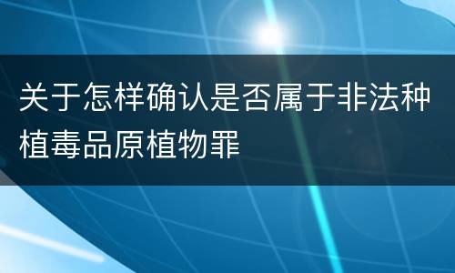 关于怎样确认是否属于非法种植毒品原植物罪