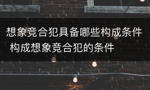 想象竞合犯具备哪些构成条件 构成想象竞合犯的条件