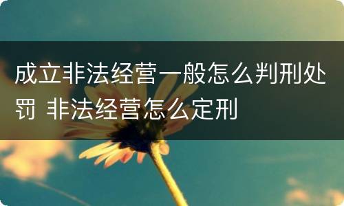 成立非法经营一般怎么判刑处罚 非法经营怎么定刑