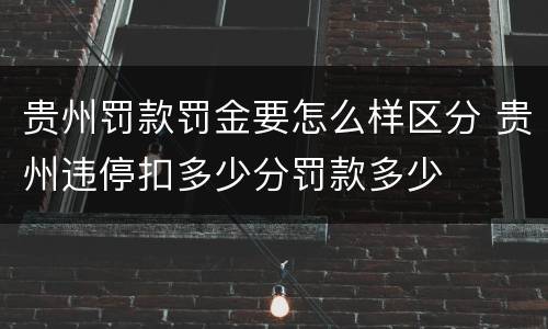 贵州罚款罚金要怎么样区分 贵州违停扣多少分罚款多少