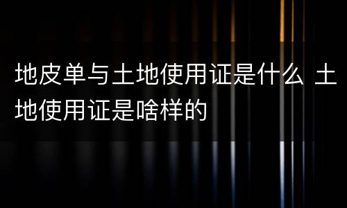 地皮单与土地使用证是什么 土地使用证是啥样的