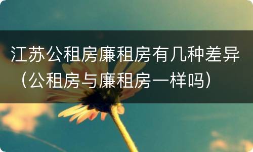 江苏公租房廉租房有几种差异（公租房与廉租房一样吗）