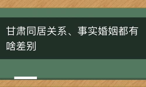 甘肃同居关系、事实婚姻都有啥差别