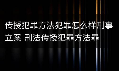 传授犯罪方法犯罪怎么样刑事立案 刑法传授犯罪方法罪