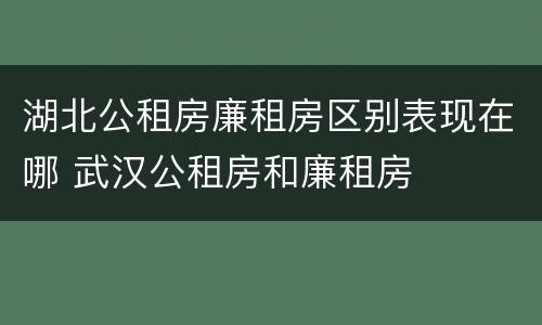湖北公租房廉租房区别表现在哪 武汉公租房和廉租房