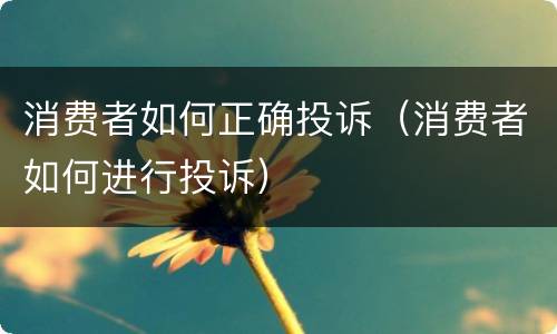 消费者如何正确投诉（消费者如何进行投诉）