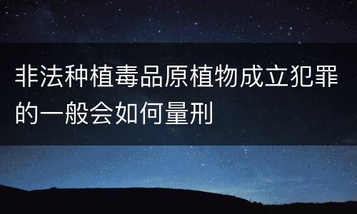 非法种植毒品原植物成立犯罪的一般会如何量刑