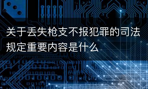 关于丢失枪支不报犯罪的司法规定重要内容是什么