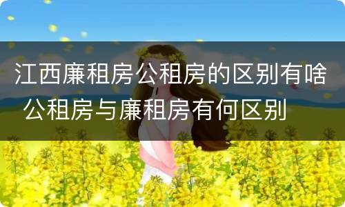 江西廉租房公租房的区别有啥 公租房与廉租房有何区别