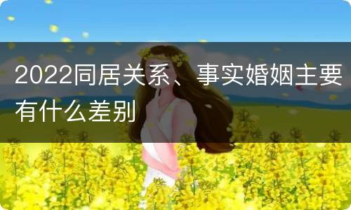 2022同居关系、事实婚姻主要有什么差别