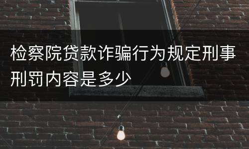检察院贷款诈骗行为规定刑事刑罚内容是多少