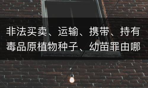 非法买卖、运输、携带、持有毒品原植物种子、幼苗罪由哪些构成