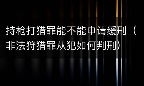 持枪打猎罪能不能申请缓刑（非法狩猎罪从犯如何判刑）