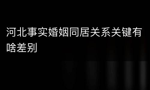 河北事实婚姻同居关系关键有啥差别