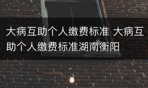 大病互助个人缴费标准 大病互助个人缴费标准湖南衡阳