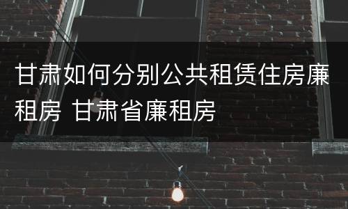 甘肃如何分别公共租赁住房廉租房 甘肃省廉租房