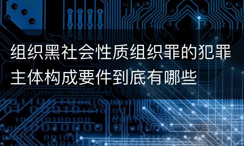 组织黑社会性质组织罪的犯罪主体构成要件到底有哪些