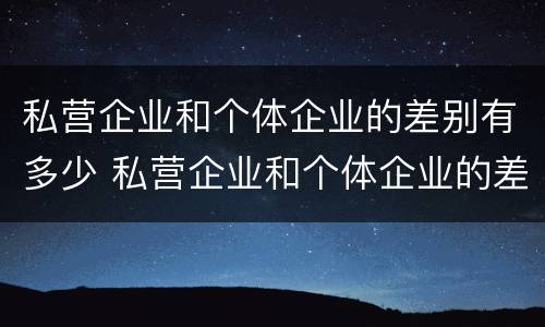 私营企业和个体企业的差别有多少 私营企业和个体企业的差别有多少种