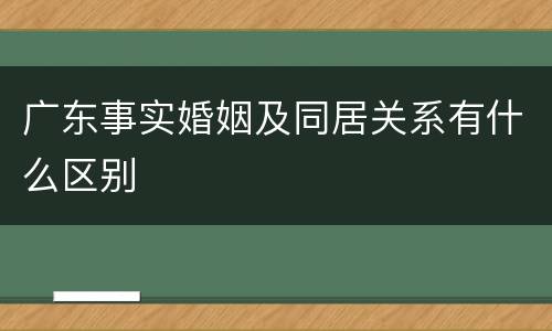 广东事实婚姻及同居关系有什么区别