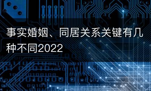 事实婚姻、同居关系关键有几种不同2022