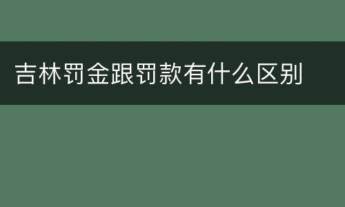 吉林罚金跟罚款有什么区别