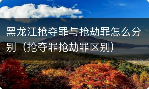 黑龙江抢夺罪与抢劫罪怎么分别（抢夺罪抢劫罪区别）