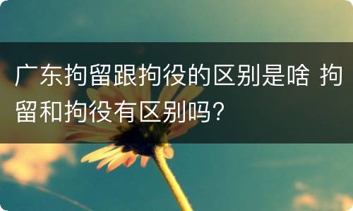 广东拘留跟拘役的区别是啥 拘留和拘役有区别吗?