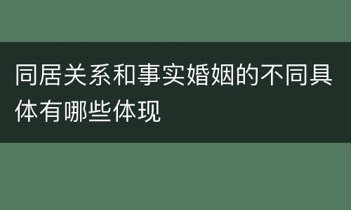 同居关系和事实婚姻的不同具体有哪些体现