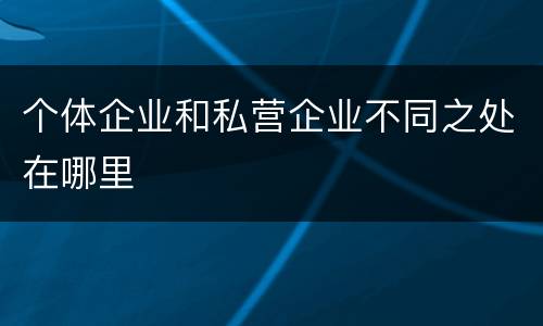 个体企业和私营企业不同之处在哪里