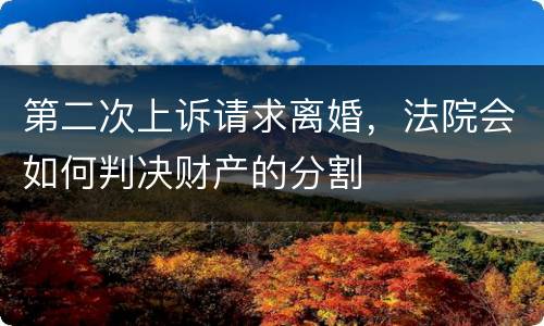 第二次上诉请求离婚，法院会如何判决财产的分割