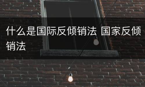 什么是国际反倾销法 国家反倾销法