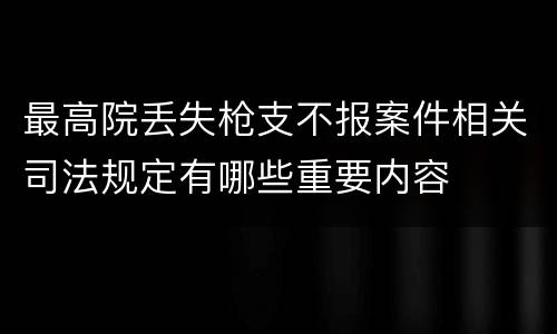 最高院丢失枪支不报案件相关司法规定有哪些重要内容