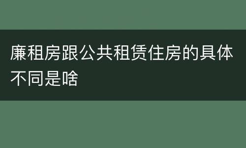 廉租房跟公共租赁住房的具体不同是啥