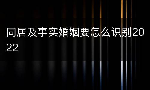 同居及事实婚姻要怎么识别2022