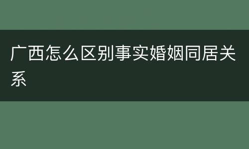 广西怎么区别事实婚姻同居关系