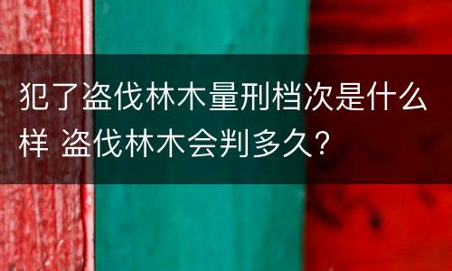 犯了盗伐林木量刑档次是什么样 盗伐林木会判多久?