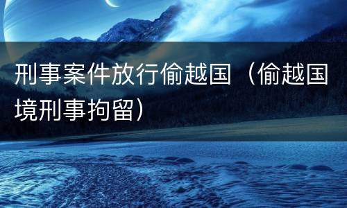 刑事案件放行偷越国（偷越国境刑事拘留）
