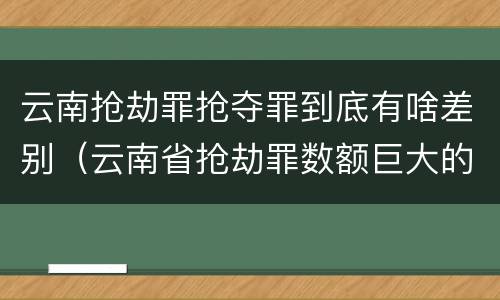 云南抢劫罪抢夺罪到底有啥差别（云南省抢劫罪数额巨大的标准）
