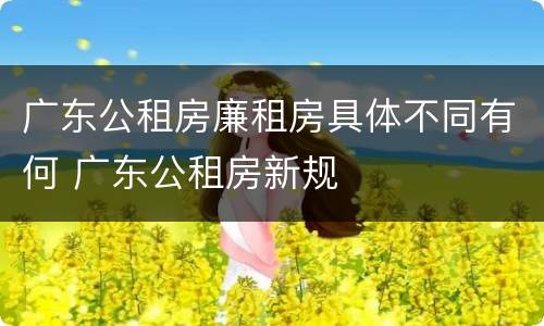 广东公租房廉租房具体不同有何 广东公租房新规