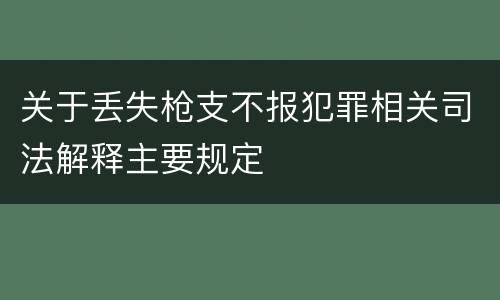 关于丢失枪支不报犯罪相关司法解释主要规定