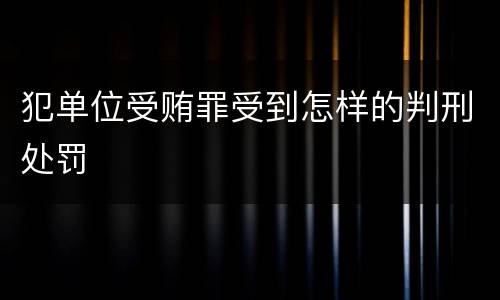 犯单位受贿罪受到怎样的判刑处罚
